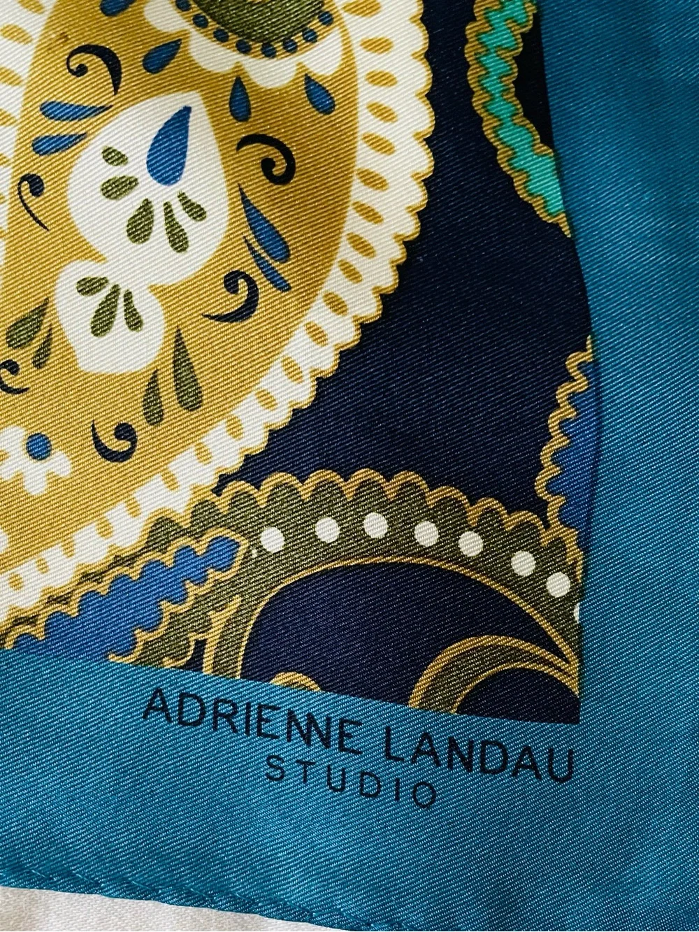 Adrienne Landau Teal & Navy Paisley Silk-Feel Square Scarf